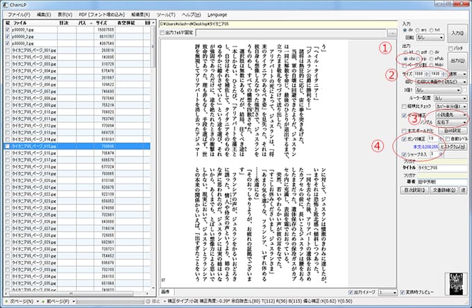 ChainLPの出力情報入力画面